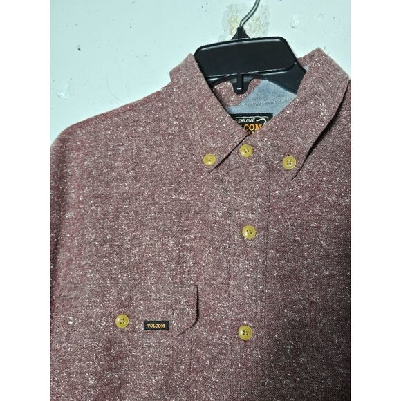 Volcom Mens Maroon Marls Long Sleeve Button Shirt Size XL Fall Winter Casual - Picture 5 of 13